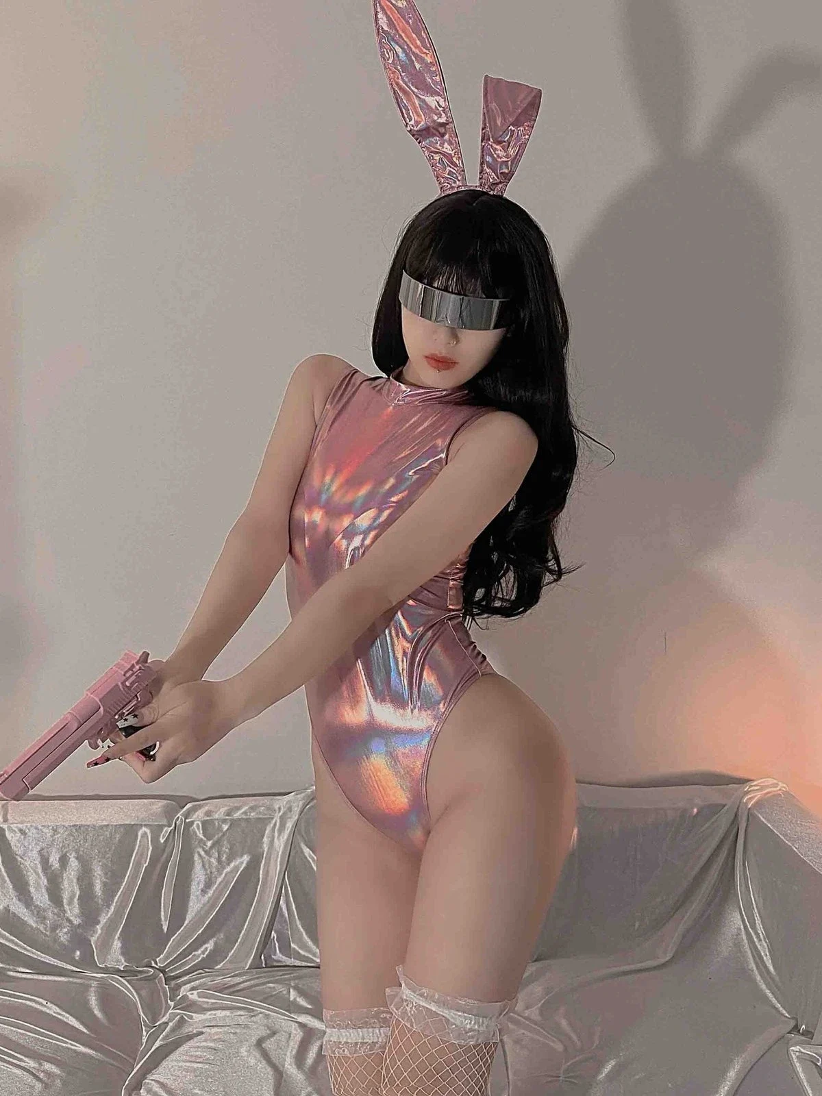 C-2025 Laser leather one-piece bunny uniform