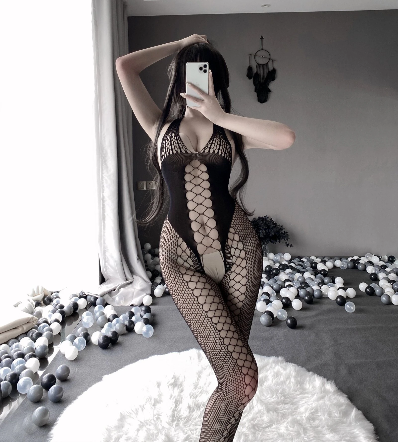 W-3106 Erotic mesh bandeau open crotch one-piece - Image 4