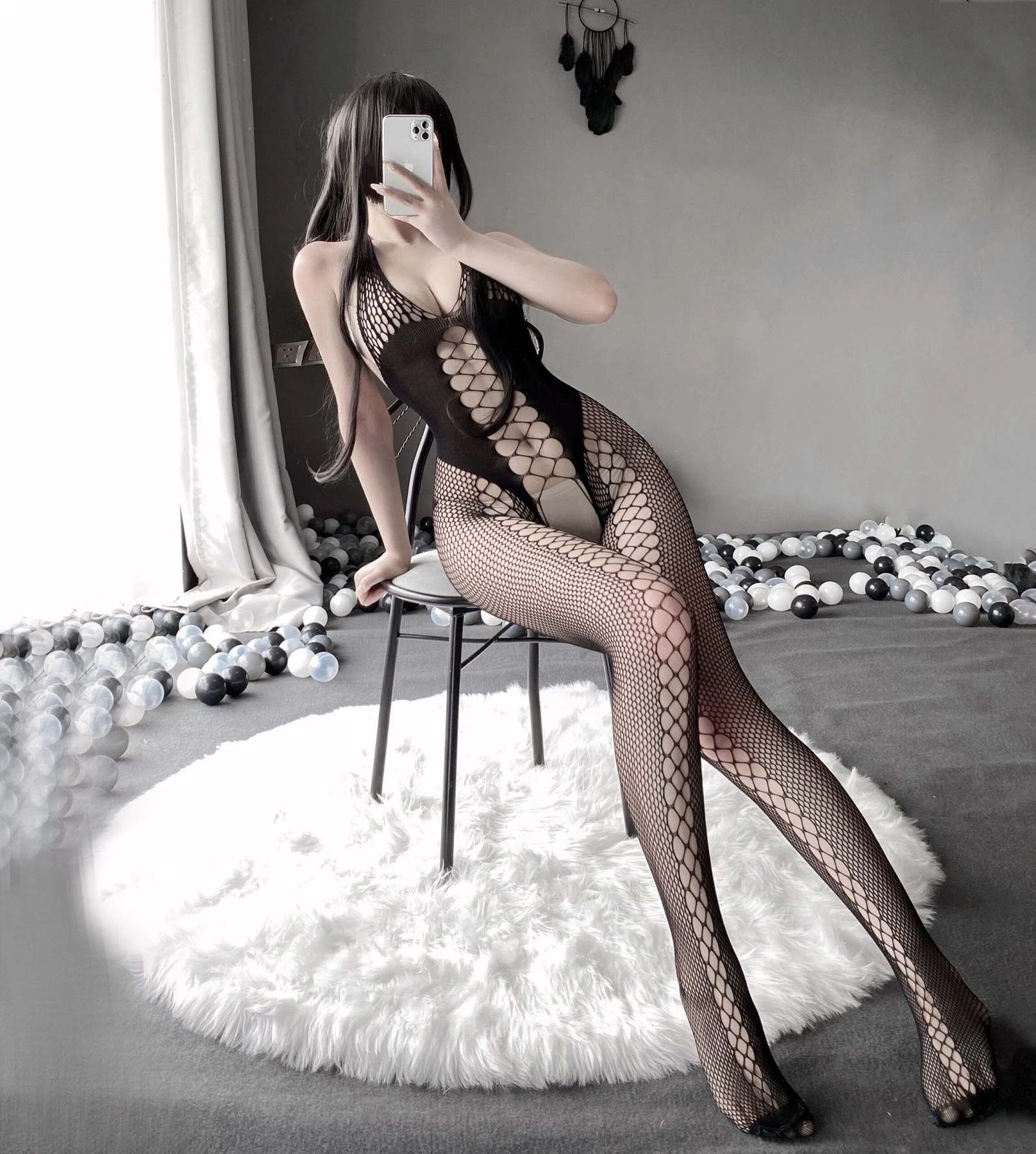 W-3106 Erotic mesh bandeau open crotch one-piece - Image 7