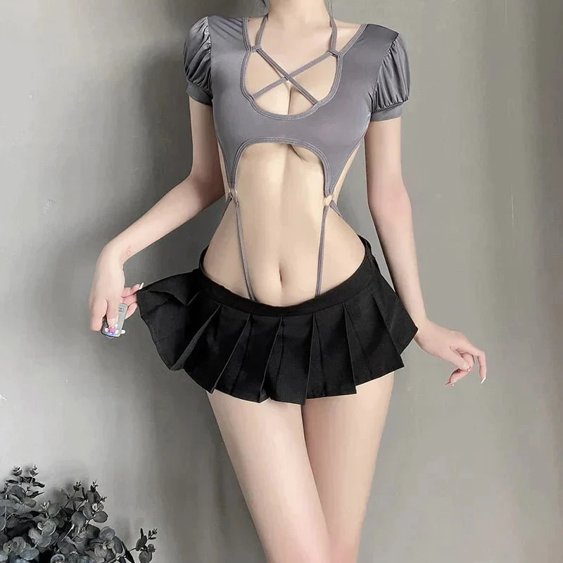 C-68 Seductive Openwork Tie-Up Lingerie Set - Three Piece Erotic Wear - Image 4