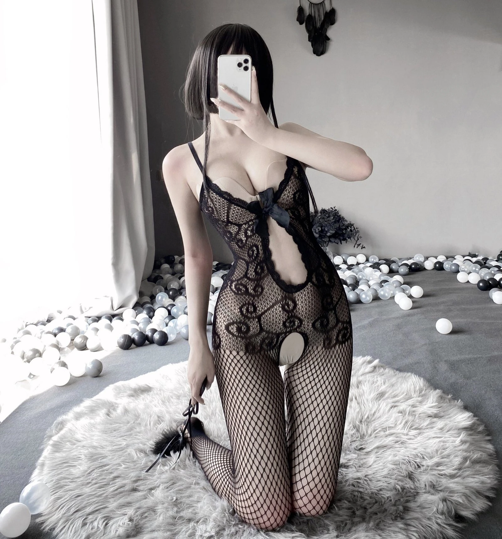 W-3101 Erotic mesh bandeau open crotch one-piece - Image 2