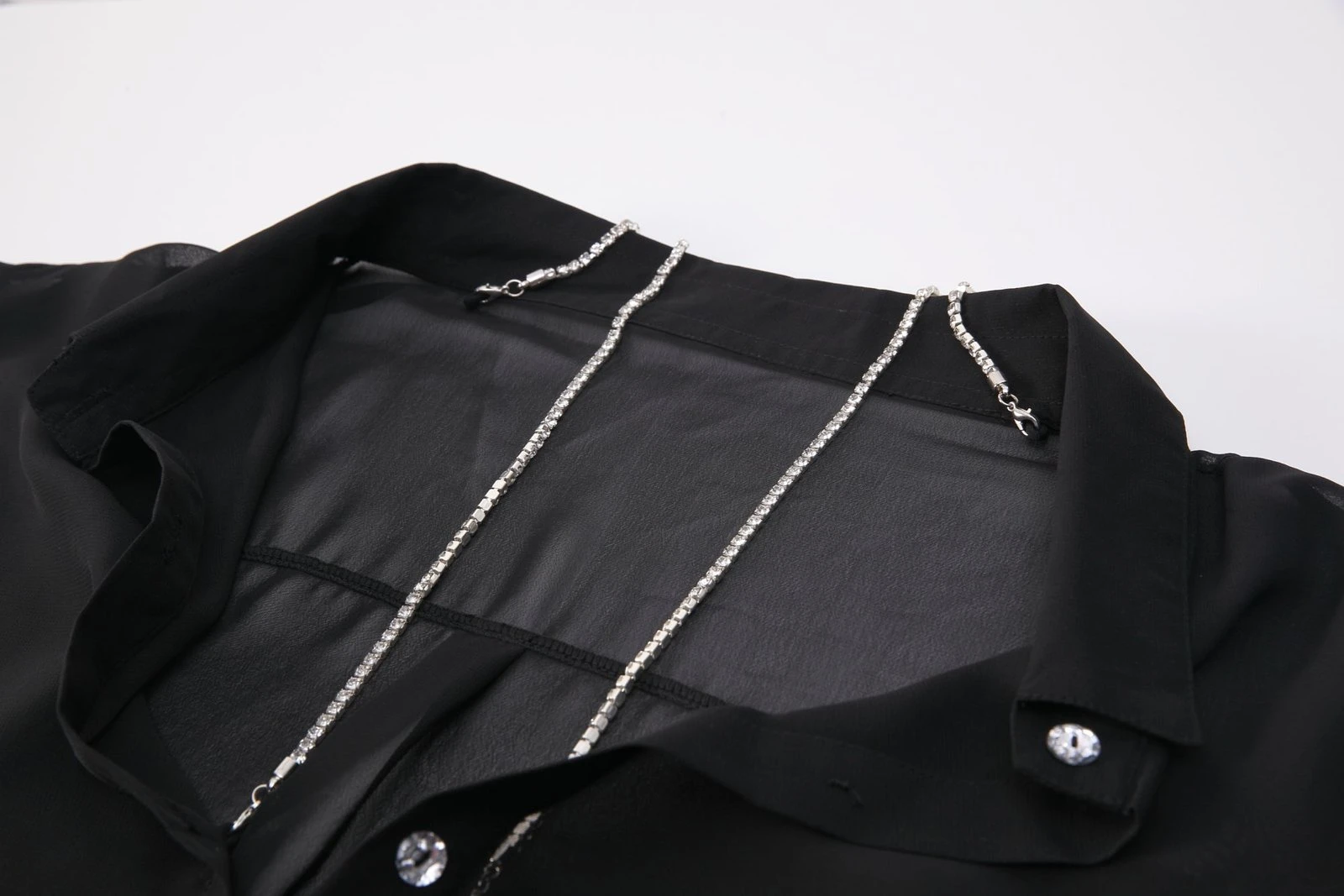 S-8 Sheer Elegance Button-Down Oversized Shirt Dress - Image 22